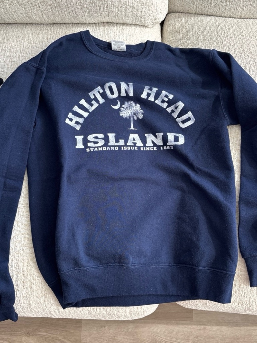 Jerzees Brand Hilton Head Island Navy Crewneck Sweatshirt Size S Like New